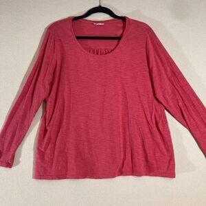 J Jill Top Womens 1X Coral Pink Long Sleeve Casual Lightweight Classic Comfort‎